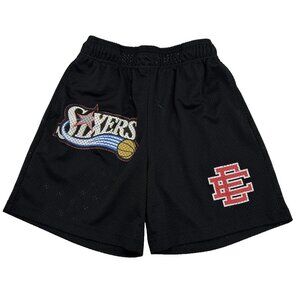 Eric Emanuel EE 76ers Shorts Mens M Philadelphia Black and Red AUTHENTIC